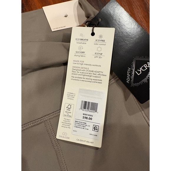 New Calla High Waisted Pocket Leggings Women's XS Workout Yoga Athleisure Taupe - Picture 13 of 14